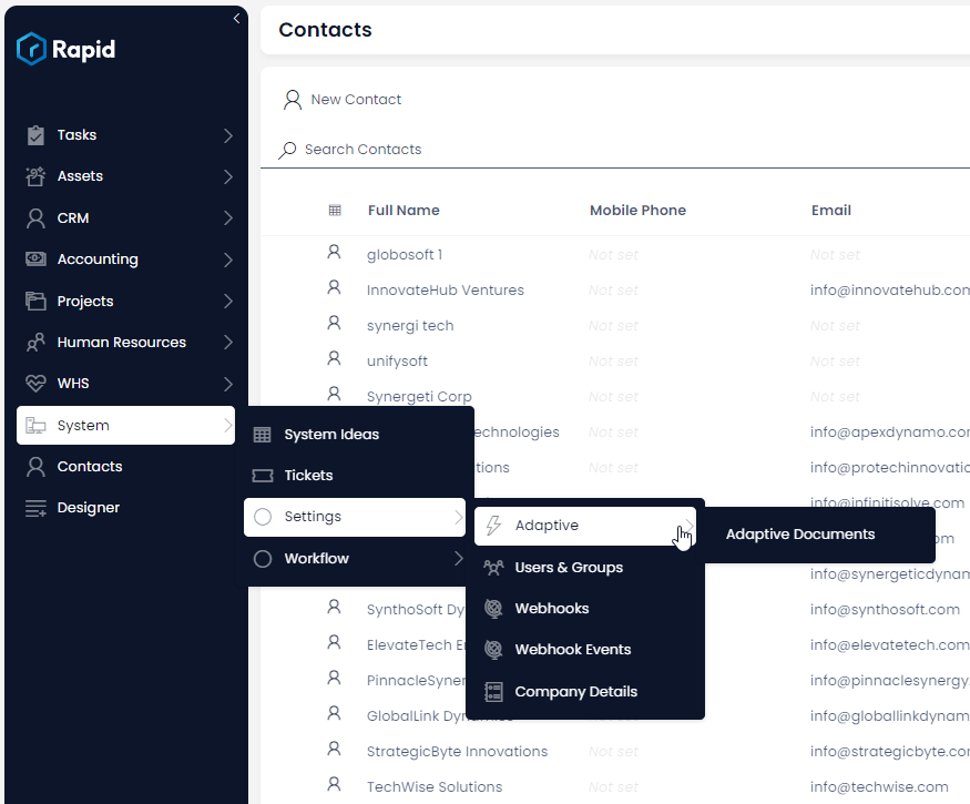 Nested Menu Example